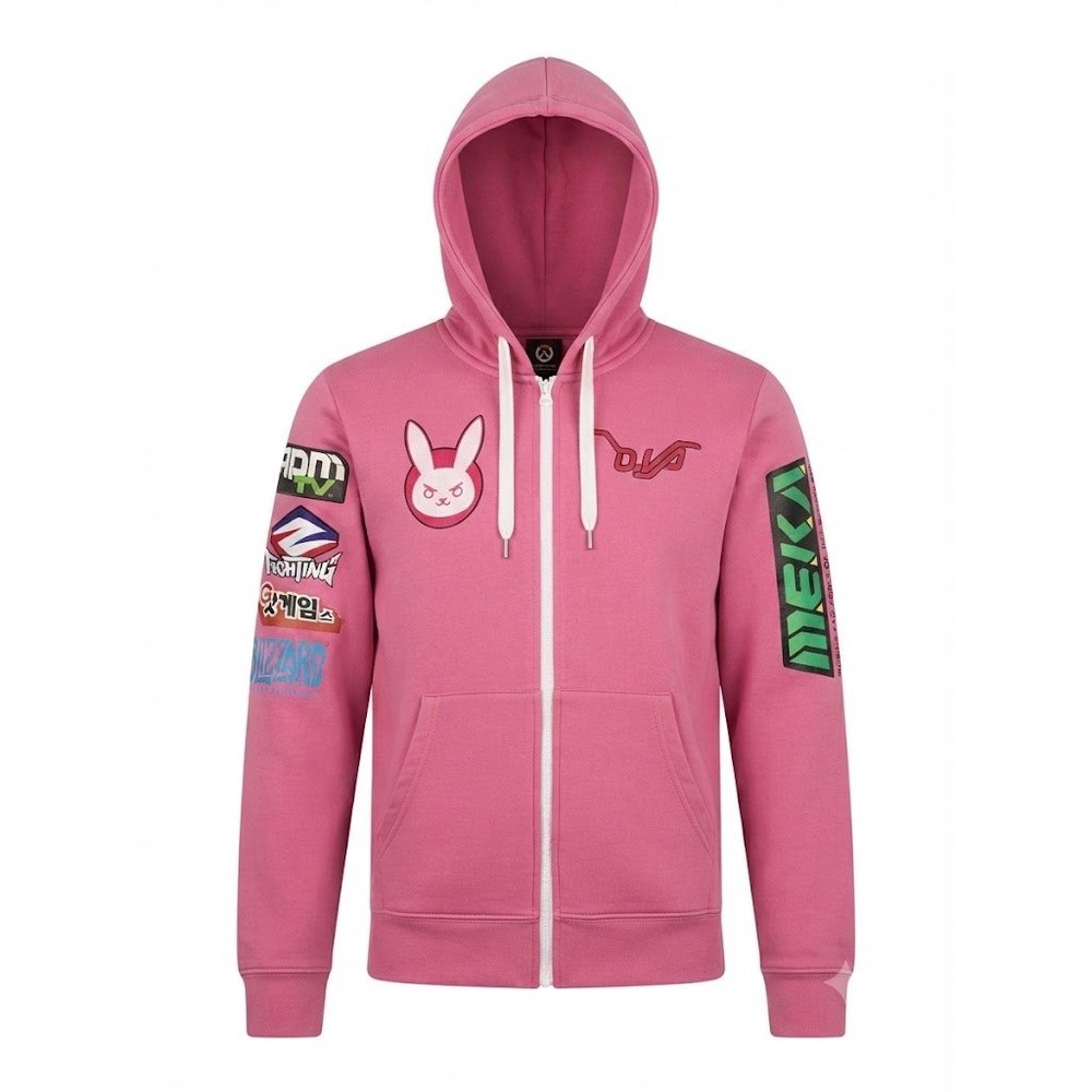 Jinx Hoodie Womens S Pink Overwatch D.Va Ultimate Zip Up Gaming Streetwear Patch